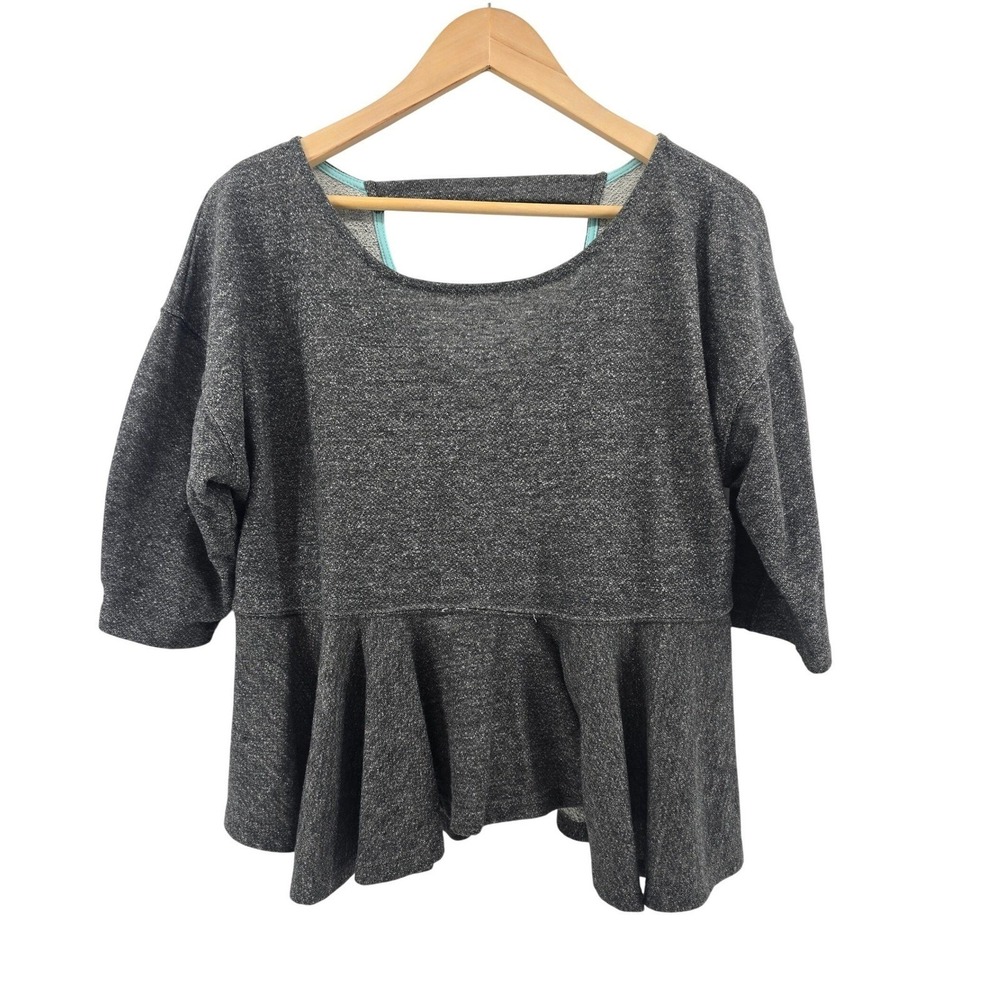 Saturday Sunday Sweatshirt Womens S Peplum Open Back Charcoal Gray EUC